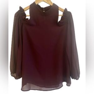 Trouvé Womens Chiffon Blouse, Size Large, Eggplant Burgundy, Excellent Condition